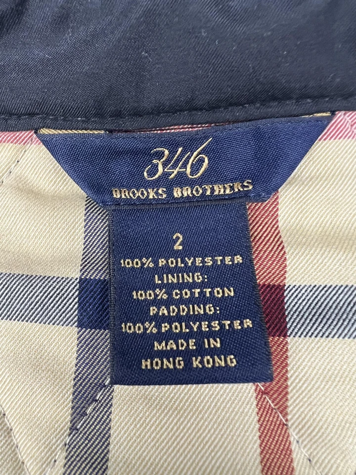 Brooks Brothers 346 Jacket Womens 2 Black Quilted Barn Snap Front Plaid Lining - Image 3 of 4