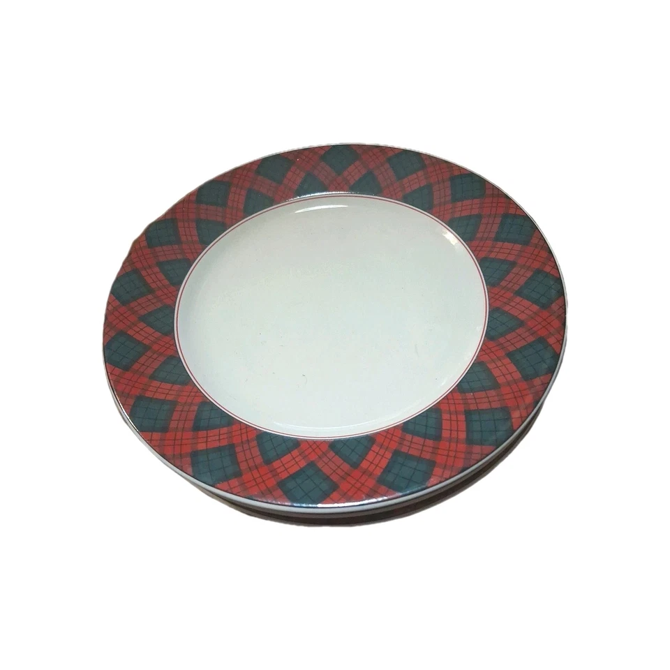 3 Platillos Sasaki TARTÁN 6.5" Charles Roberts Rojo Verde Navidad BONITO Foto 2 de 4