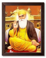 Sikh Guru Nanak Dev ji and Golden Temple Wall Decor Painting Frame