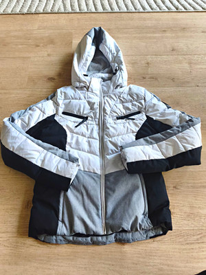 Icepeak Polar Ski Damen Skijacke Kapuze Schneefang Gr. 38 grau/schwarz/weiß