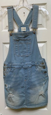 Wax Jean Distressed Denim Bib Overall Dress- Size L Women's