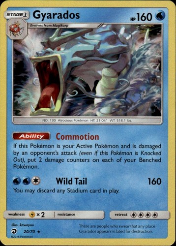 Gyarados Holo Rare Dragon Majesty 20/70 Water Pokemon Card