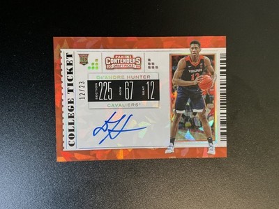 2019 Panini Contenders Draft De'Andre Hunter RC Cracked Ice Auto Jersey # 12/23