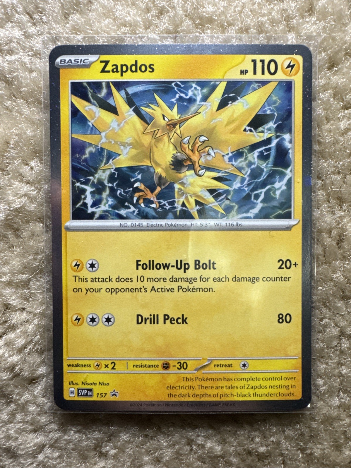 Zapdos #157 Cosmo Holo Black Star Promo Surging Sparks Pokémon Scarlet & Violet