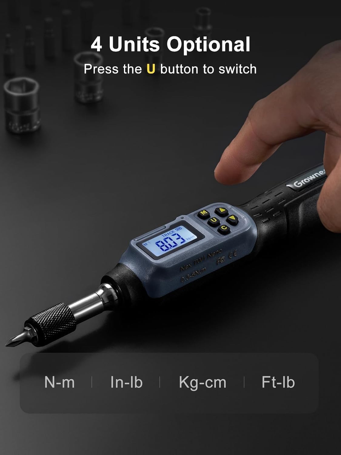 GROWNEER Digital Torque Screwdriver, 2.66-53.1 In-lbs/0.3-6 Nm, 1/4'' Drive Inch