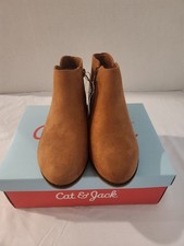 Girls' Opal Zipper Booties Cognac - Cat Jack - SIZE 1 Brown Boots Easy On