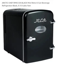 RCA Compact Mini Fridge Black Retro Style 12 Or 110 Volt