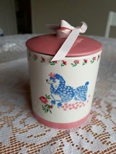 Cath Kidston The Collector Blue Poodle and Pink Rose Storage Jar Pink Lid