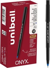 uni-ball ONYX Rollerball Pen, Micro Fine Point 0.5mm , Blue, Gel Ink, 12 Count