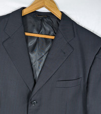 GB BARONI Vtg Dark Gray Striped Super 150s BLAZER SUIT COAT JACKET Men's 42S 44S
