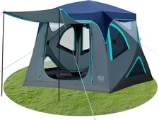 TIMBER RIDGE Camping Tent, 4 Person Instant Pop Up Hub Tent with 8 Windows, Easy