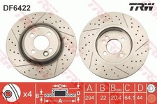 2x TRW Bremsscheibe DF6422 für MINI CLUBVAN R55 CLUBMAN R57 R53 R56 R50 R58 R52