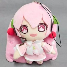 Taito Hatsune Miku Sakura Plush Mascot Badge Both Eyes Mouth Open Used