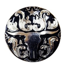 C-TY02 Set Of 2 Western Screw Back Concho Long Horn Black Saddle Bling Cowgirl