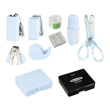 Confezione da 2 Set di Forniture per Ufficio, 8 Pezzi Set di Forniture da Scrivania, Blu Nero