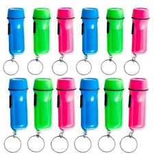 Mini Keychain Flashlights Bulk - 12 Pack - Assorted Colors & Portable