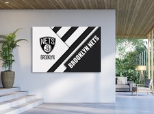 BROOKLYN NETS MATERIAL DESIGN NBA Team Logo Basketball Poster / Canvas