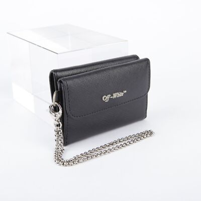 Portefeuille bracelet chaîne logo cuir noir blanc cassé 10 x 7 acheter x 2 26421111