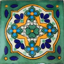 Mexican Tile Folk Art Handmade Talavera Backsplash Handpainted Mosaic # C248