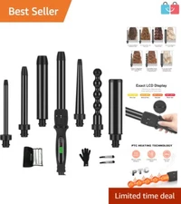 Customizable 7 Barrel Curling Wand Set with Auto Shut Off for Effortless Curls