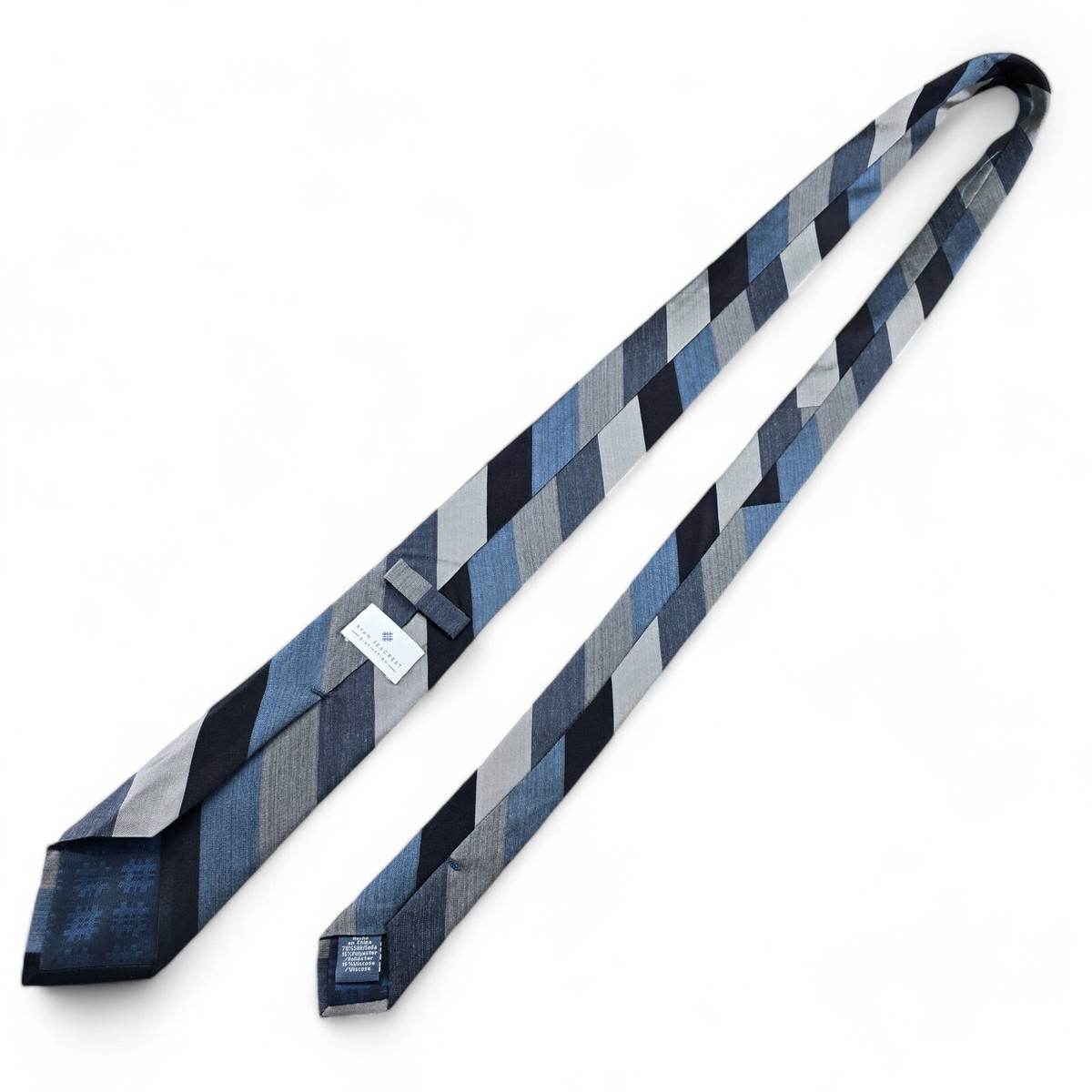 Ryan Seacrest Necktie Multi Color Diagonal Stripe Polyester Silk