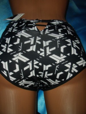M&S Pin Up glattes Nylon Höschen mit Mesh Gr. 38 schwarz/weiß SLIP Panty  (M48)