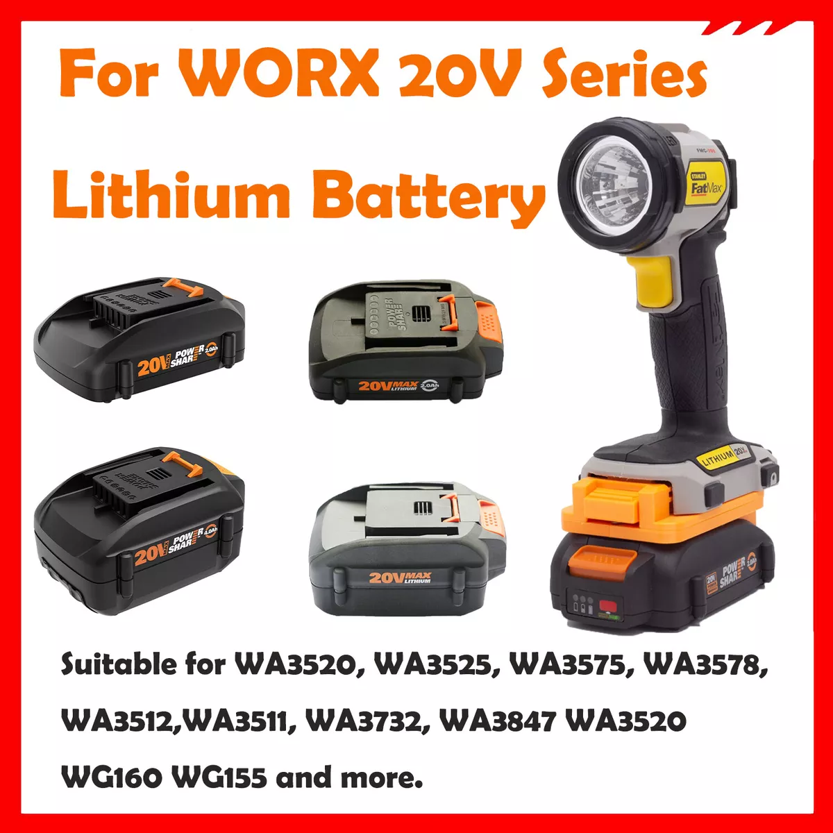 For WORX 20V Battery Adapter To Black & Decker/ Porter Cable