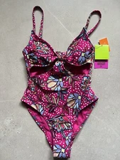 Tabitha Brown Target Womens One Piece Monokini Swimsuit Pink Floral XS