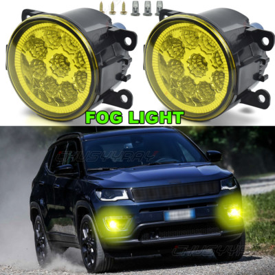 For JEEP COMPASS 2017-2021 Yellow Front Bumper Fog Light Driving Lamp