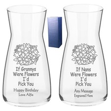Personalised Engraved Glass Vase Mothers Day Gift - For Nana Grandma Nan Mum 