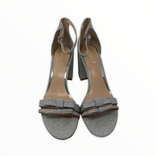 Jewel by Badgley Mischka Open Toe Shoes Womens Size 8 Glitter silver chunky heel - Picture 9 of 12