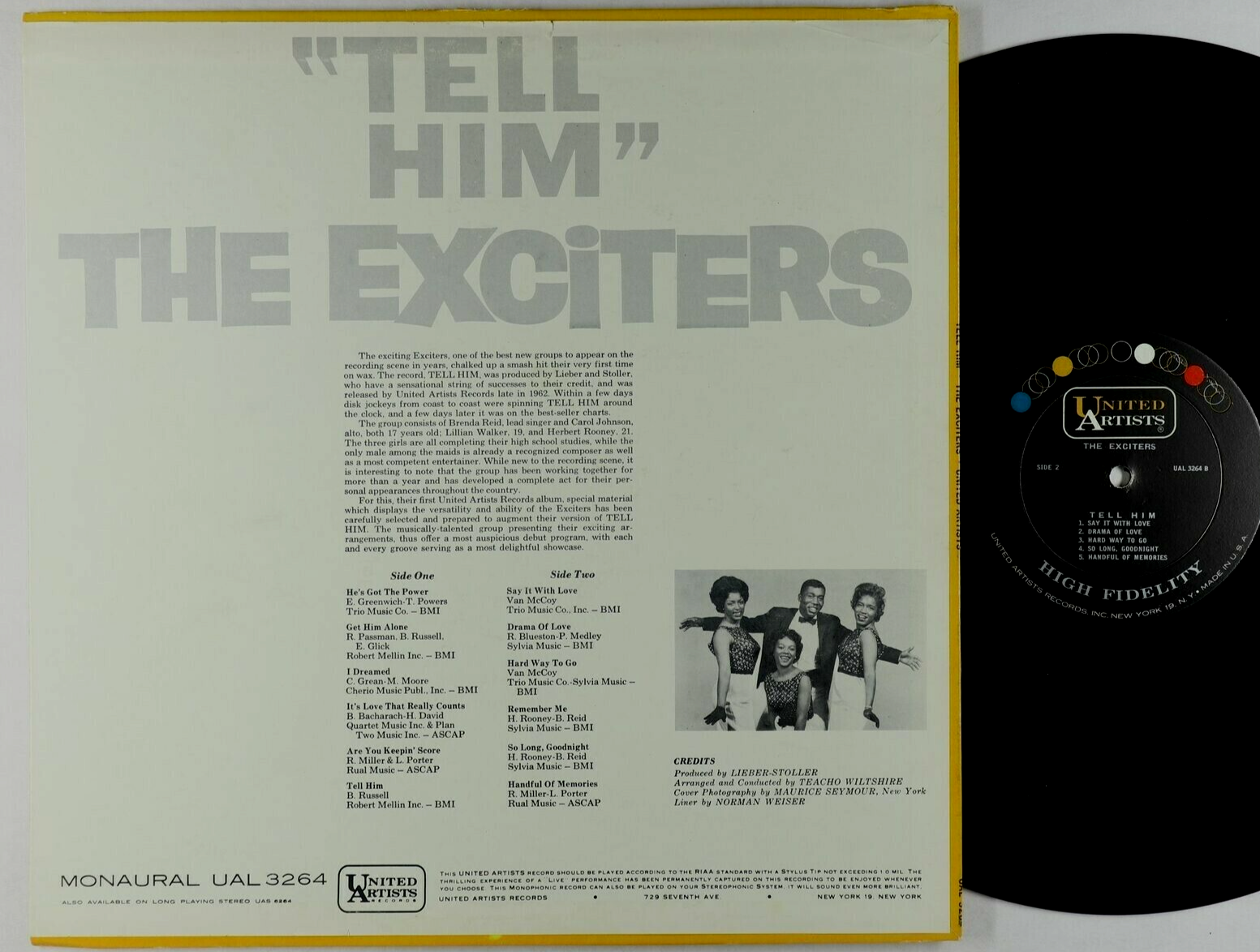 THE EXCITERS"TELL HIM"1963 UA3264 ORIG. VG+/VG U.S.1st.Press LP
