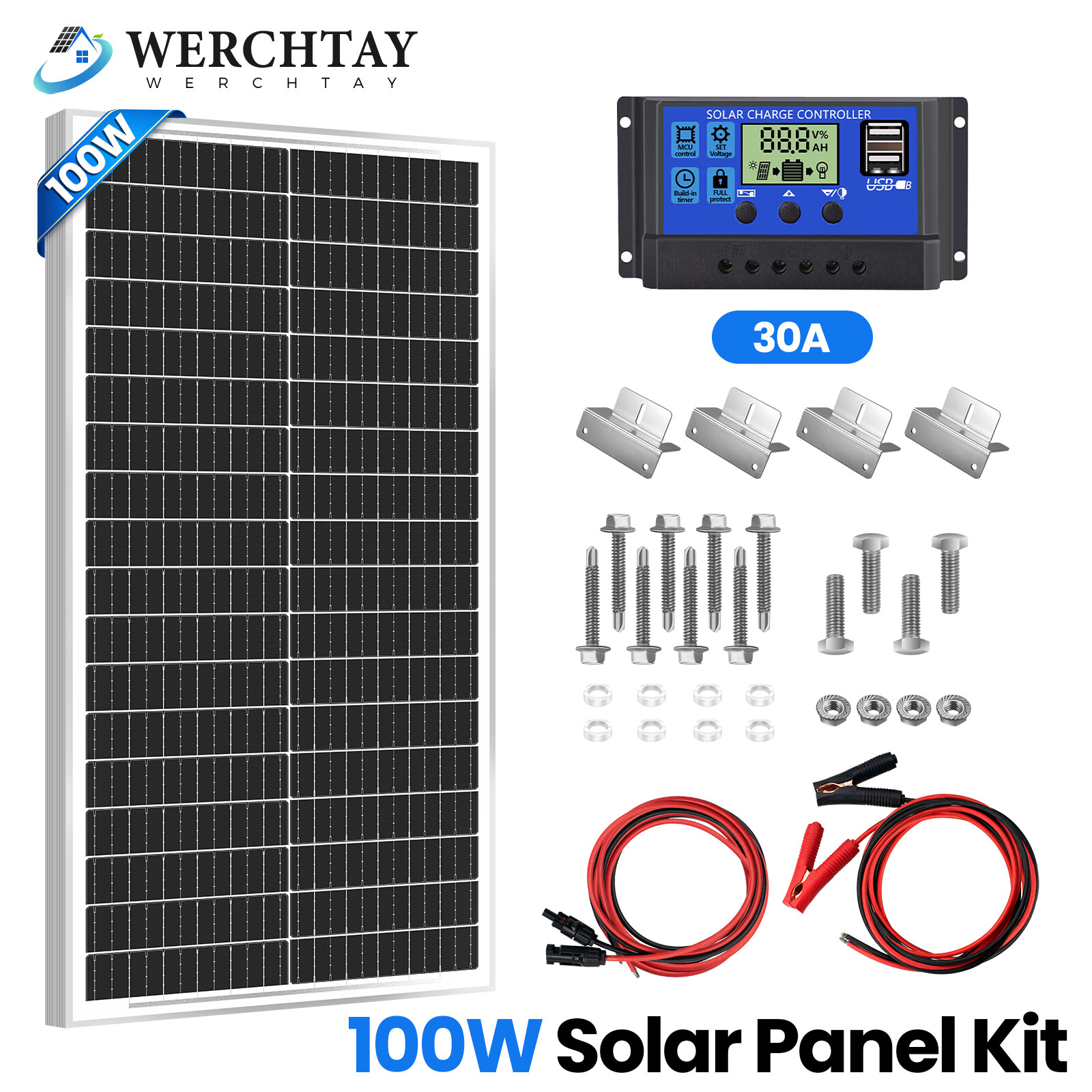 100W 200W 300W Watt Mono Solar Panel kit 12V RV Caravan Powe