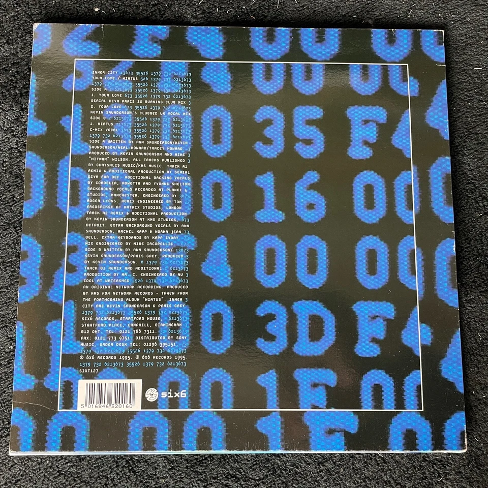 Inner City – Your Love / Hiatus - UK 12" Single - 6 x 6 Records - 1995 - VGC+ - Image 2 of 4