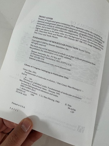 Fundamentals of Molecular Evolution by Dan & Wen-Hsiung - Paperback - Foto 6 di 6