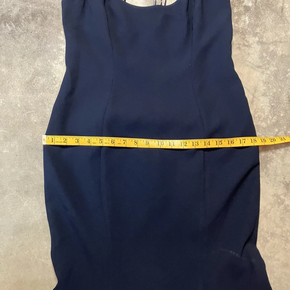 Elie Tahari Evening Dress Womens 10 Navy Blue Gown Mesh Floral Back Sleeveless - Image 3 of 4