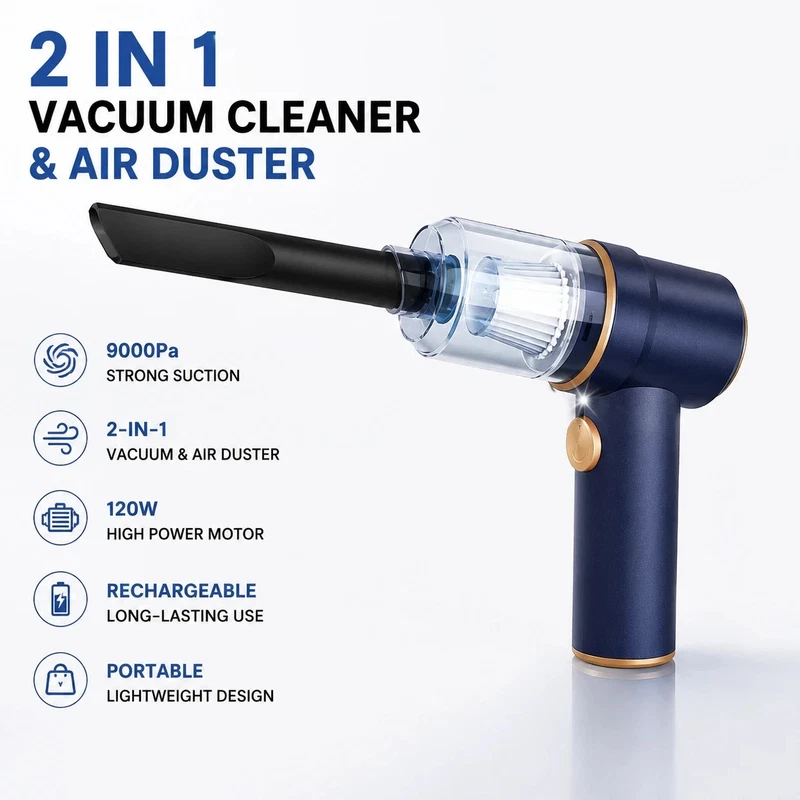 9000Pa Handheld Car Vacuum Cleaner and 120W Air Duster