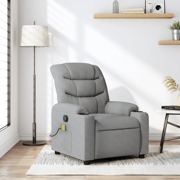 Massage-Relaxsessel Hellgrau Stoff Sessel Mit Shiatsu Funktion Elektrisch-image