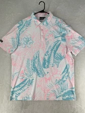 Sunday Swagger Shirt Men's XL Blue Pink Floral All Over Print Golf NWOT