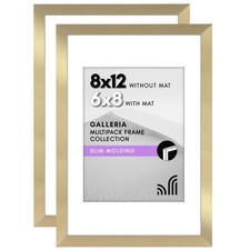 Americanflat 8x12 Picture Frame with Polished Plexiglass - Set of 2 - Use as 6x8