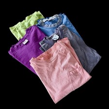 5 Lot Bundle Of 90's Vintage Blank Tshirts Large/Med Color Single Stitch Striped