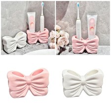 Elegant Ceramic Toothbrush Holder Lovely Bowknot for Home Bathrooms
