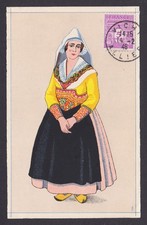 Postcard, National costume, France, Mouistresse de Taranteix, Basse Auvergne