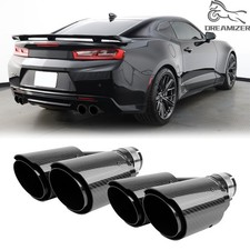 For Chevy Camaro Ss Zl1 2.5 Inlet 4 Outlet Dual Exhaust Pipe Tip Carbon Fiber