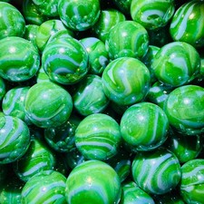 9 Lot Fungus / Moss Marble Collection by Vintage Marbles 16mm 5/8" Green Swirls