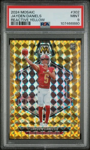 2024 Panini Mosaic Jayden Daniels #302 Reactive Yellow PSA 9