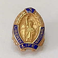 10k Solid Gold Liberty national life 3  year employee service award pin 2.32gram