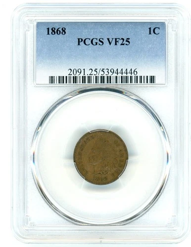 1868 INDIAN CENT PCGS VF25