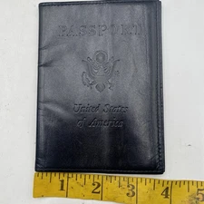 Day Timer Passport Case Holder Genuine Leather Black USA United States LNC