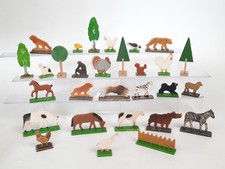 Vintage Erzgebirge Holz Tier Flachfiguren  Holz B&auml;ume Zoo + Bauernhof -- Antik